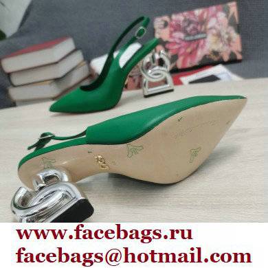 Dolce  &  Gabbana Heel 10.5cm Slingbacks Green with DG Heel 2022